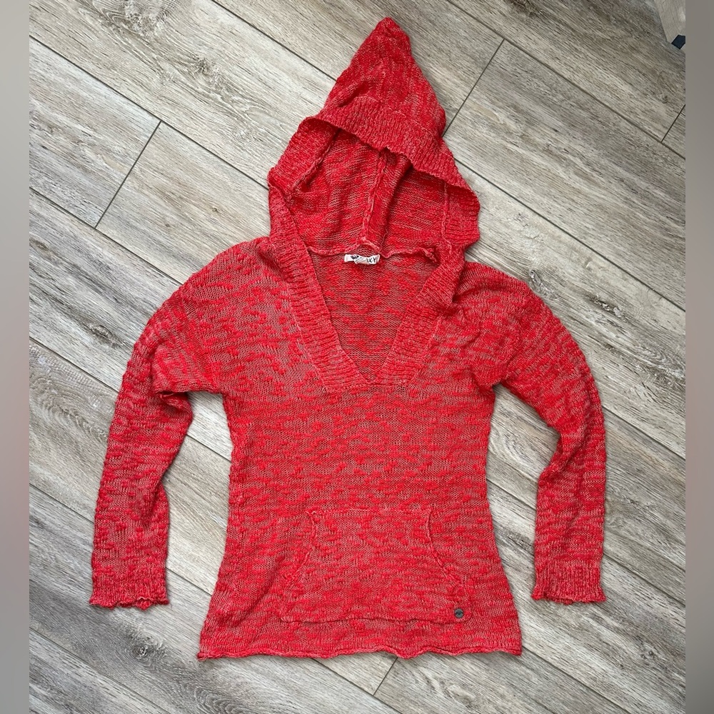 Roxy Womens Red Hooded Sweater Small